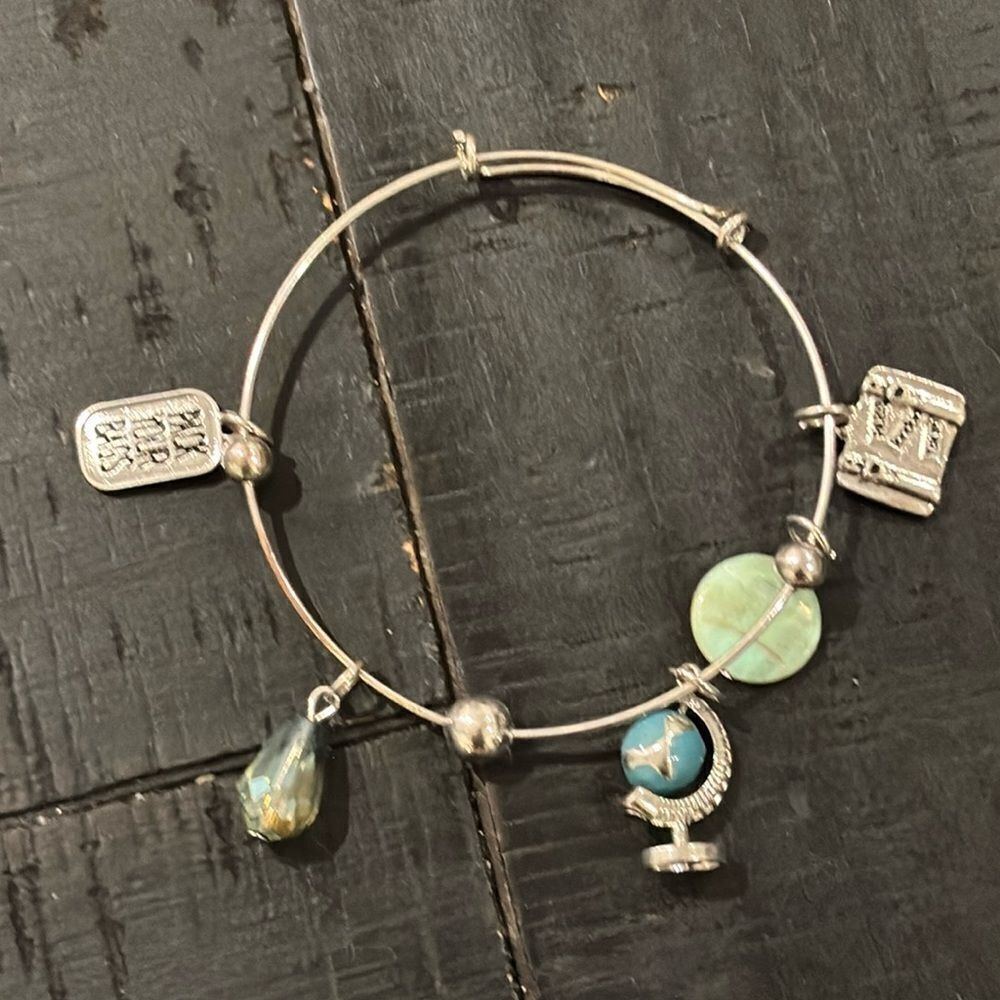 Let’s Travel Luggage Globe Rhinestone Pack Your Bags Charm Bracelet​​